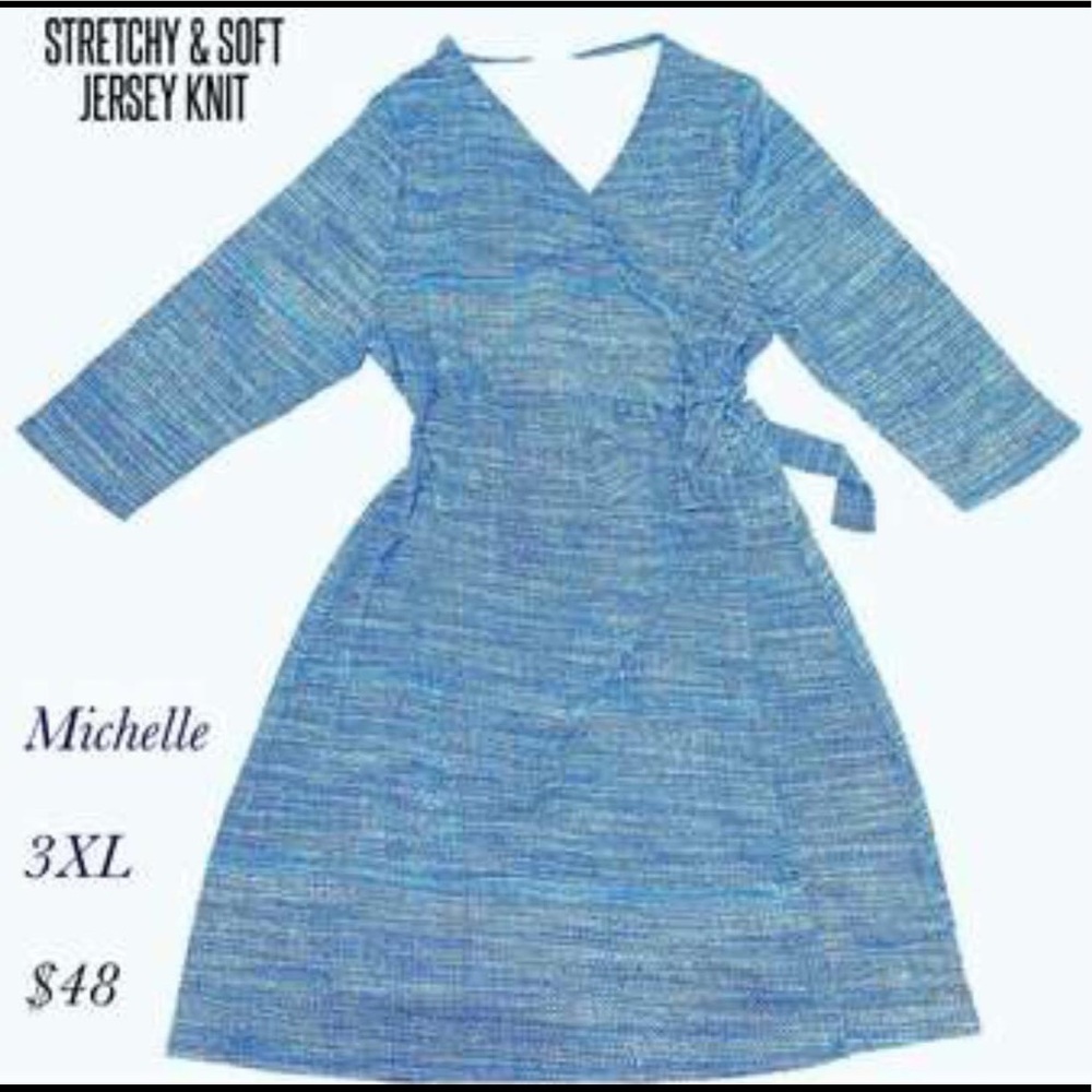 New LulaRoe plus size 3x Michelle wrap dress Blue